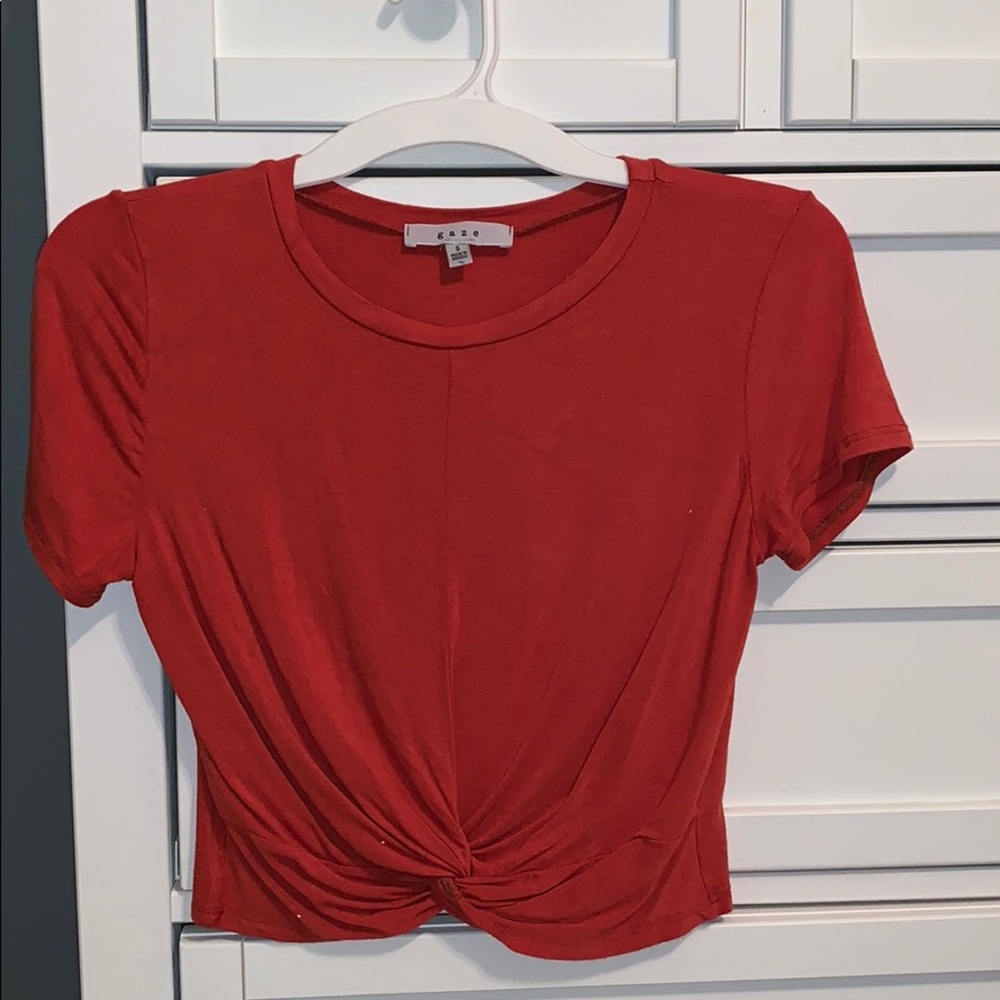 Orange knot crop top